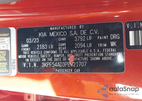 2023 Kia Forte Gt-Line из США, поврежденный, VIN 3KPF54AD3PE621707